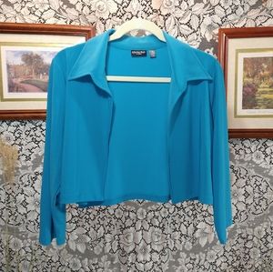 Effortless Style blue open front cardigan crop cover up sweater lightweight thin